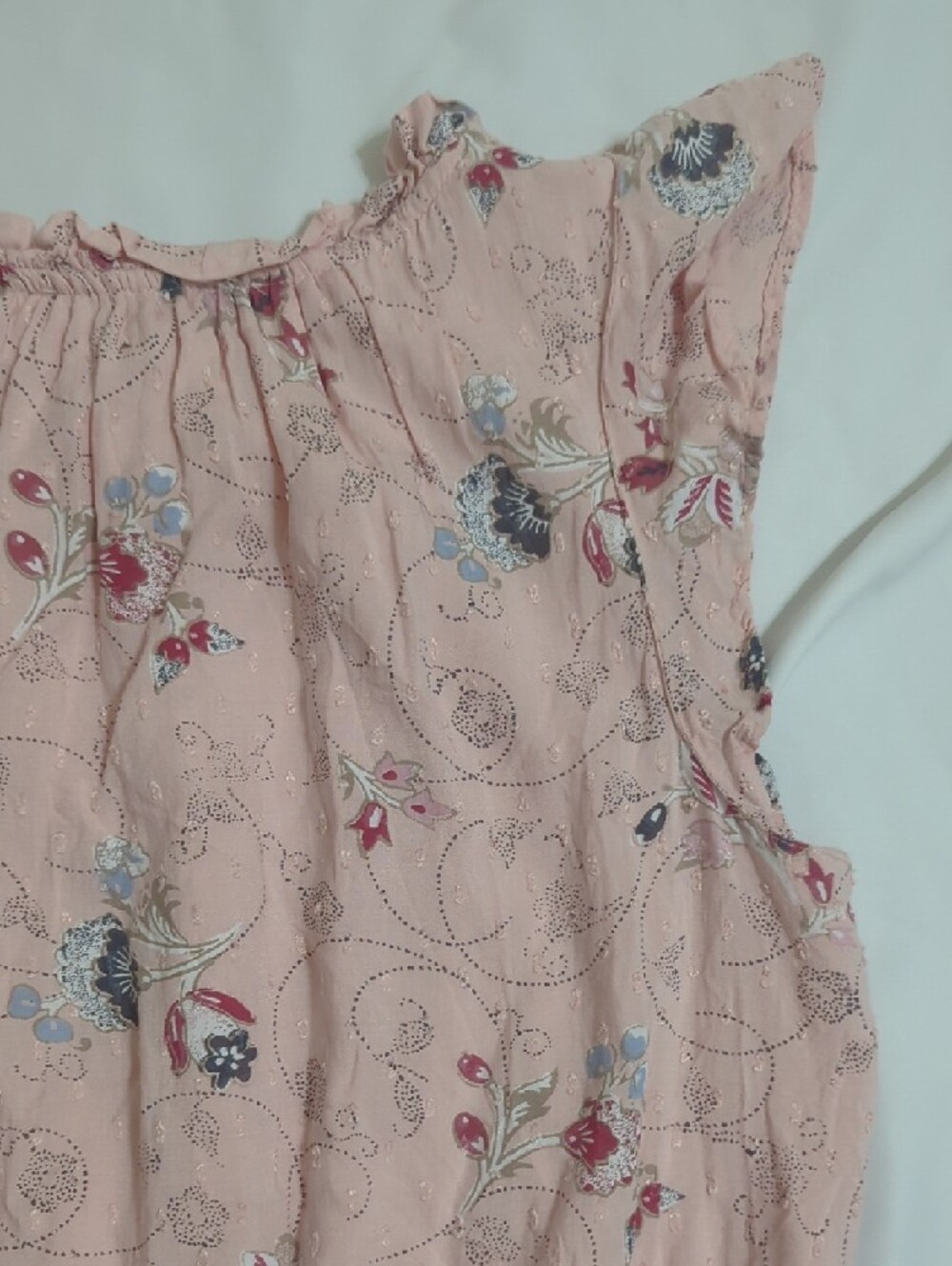 LOFT Floral Clip Dot Flounce Dress, Color Blush Whisper Pink Size S - Picture 6 of 16